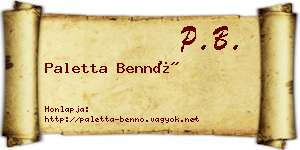 Paletta Bennó névjegykártya